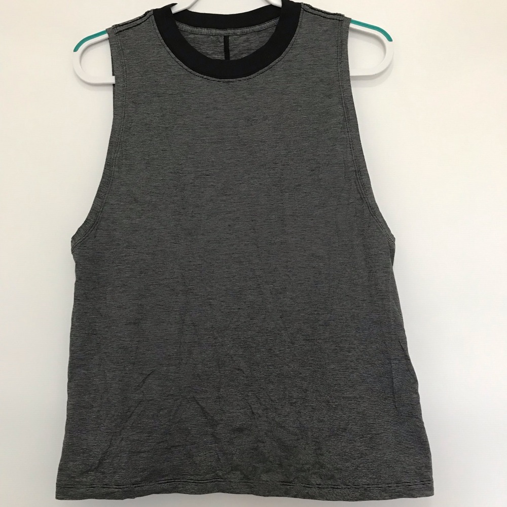 Lululemon ALL YOURS BOYFRIEND TANK MIRCO STRIPE BLACK & Grey